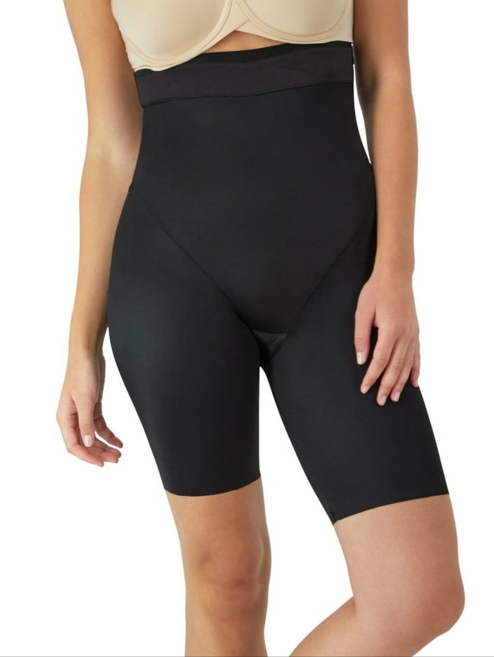 Maidenform Skin Spa XL Extra Firm High Waist Mid Thigh Shaping Shorts Black - Picture 2 of 8